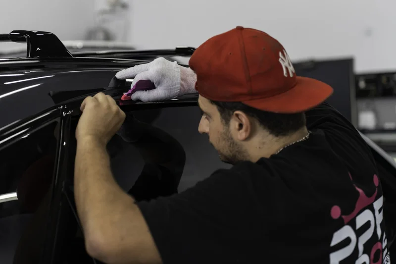 Ceramic coating being applied to a vehicle